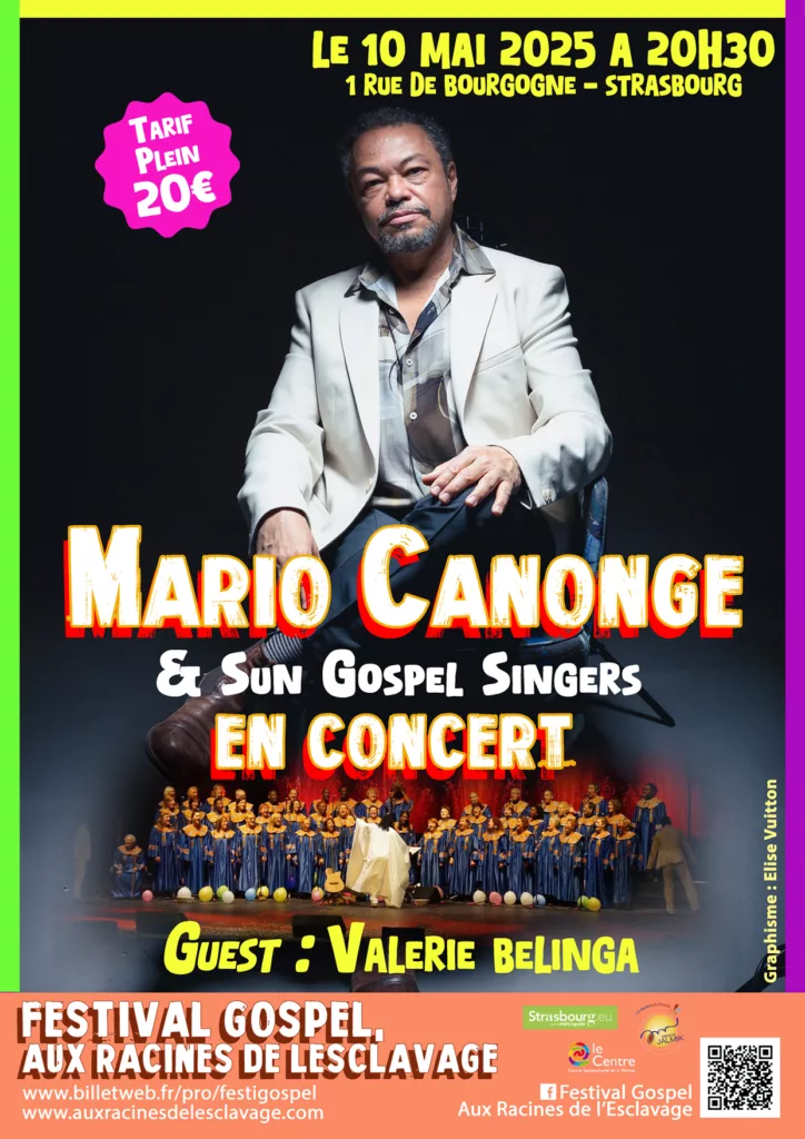 Mario Canonge sera présent au Festival Gospel, Aux Racines de l'Esclavage pour un concert jazz, le Samedi 10 Mai à 20h30. Il sera accompagné par les Sun Gospel Singers et de la grande Valerie Belinga !