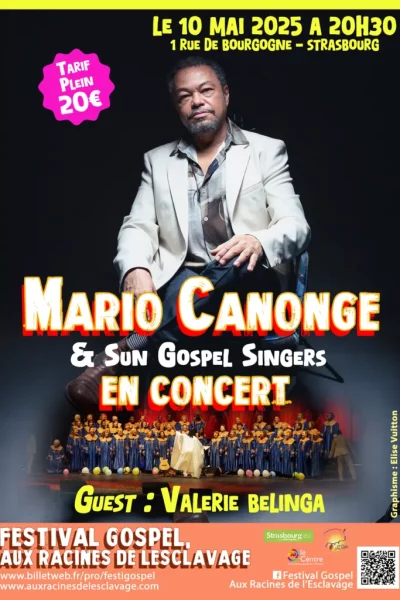 Mario Canonge sera présent au Festival Gospel, Aux Racines de l'Esclavage pour un concert jazz, le Samedi 10 Mai à 20h30. Il sera accompagné par les Sun Gospel Singers et de la grande Valerie Belinga !
